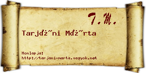 Tarjáni Márta névjegykártya